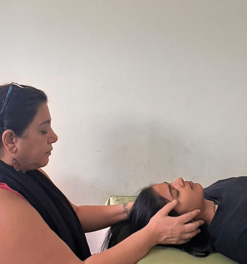 A client resting during a CranioSacral Therapy session