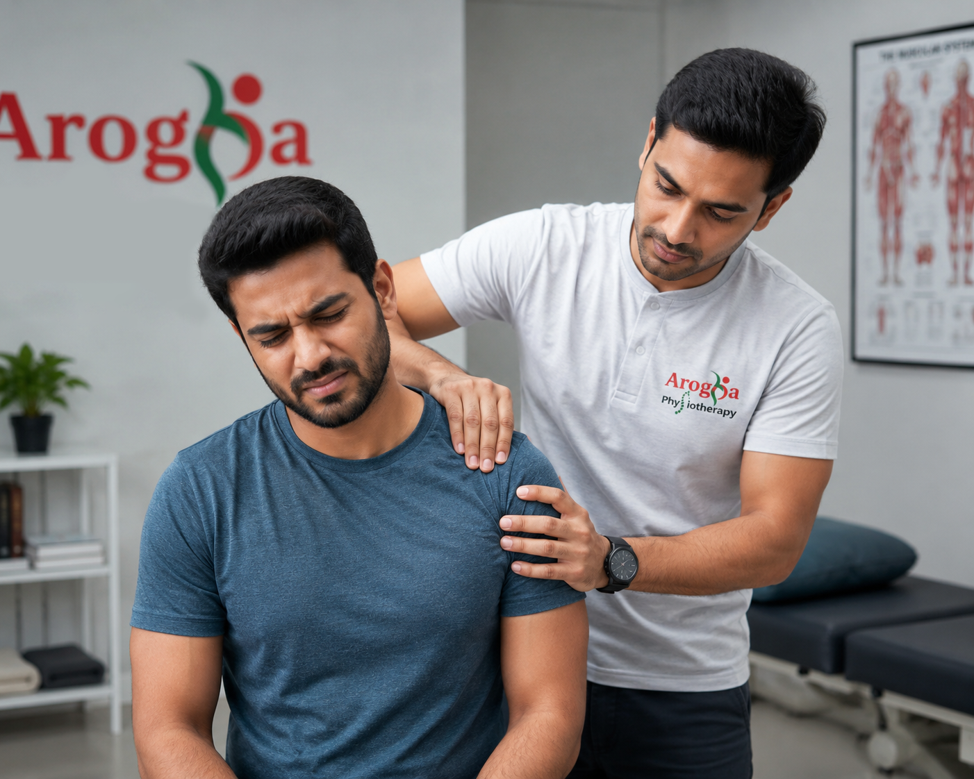 Indian female physiotherapist treating an Indian female patient