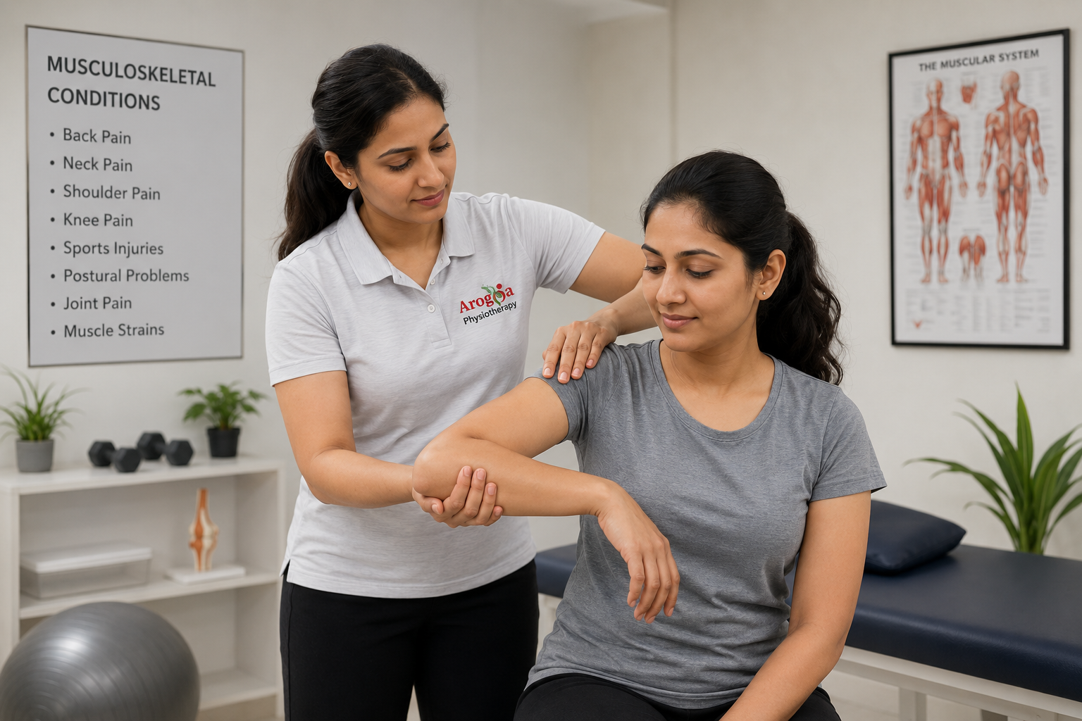 Indian male physiotherapist treating an Indian male patient