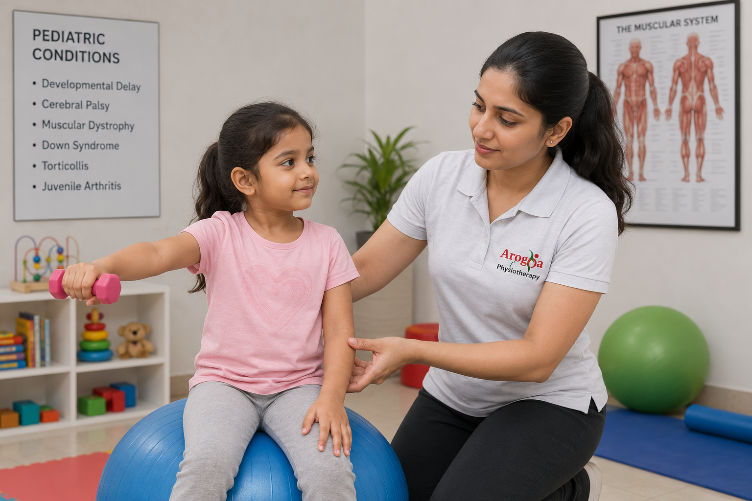 Indian female physiotherapist guiding an Indian female patient